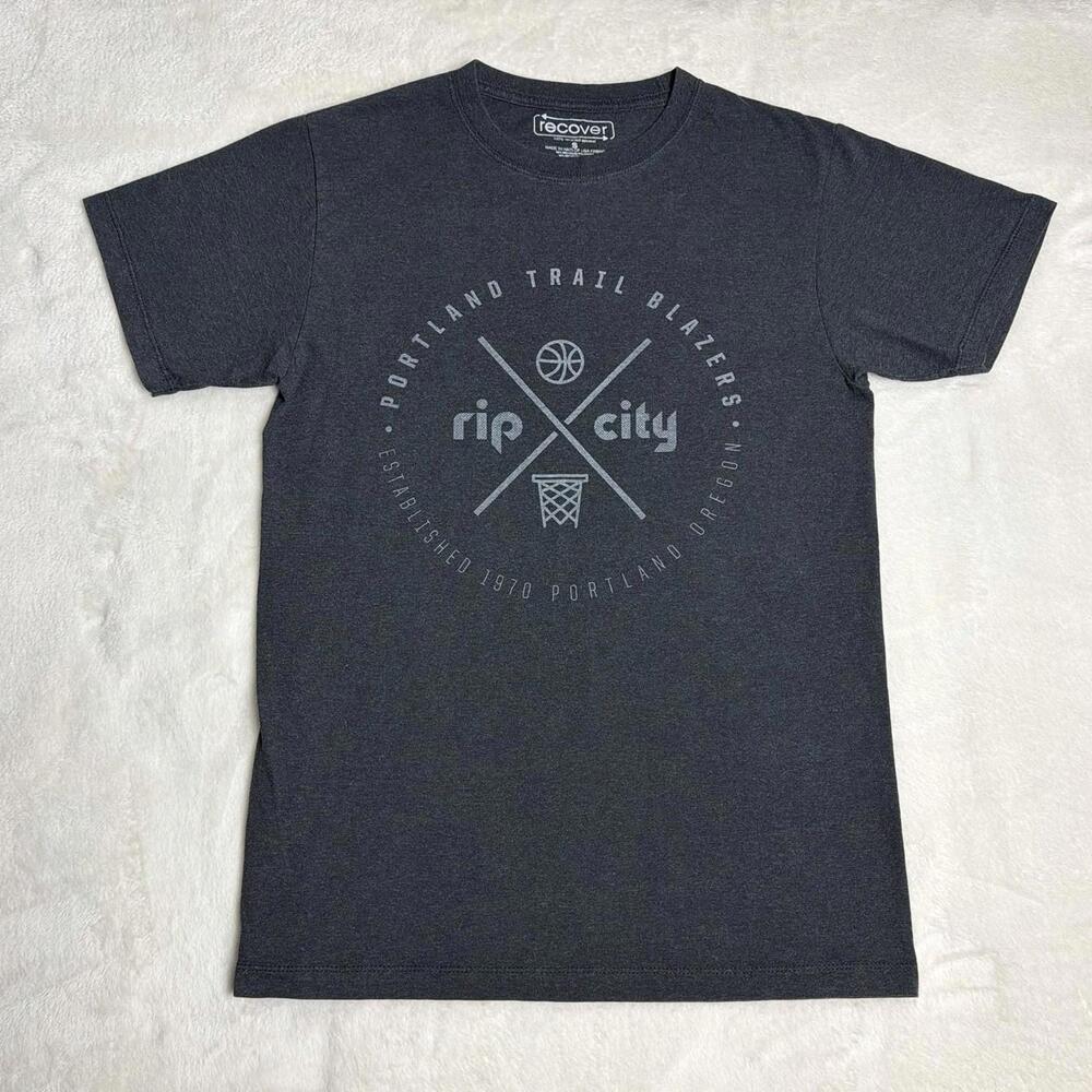Recover Portland Trail Blazers "Rip City" Charcoal Gray Shirt Size Small